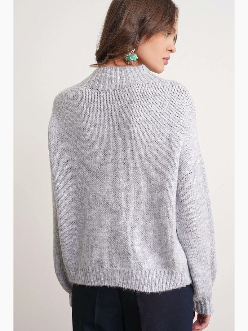 Pull en maille femme mixray Gris clair - Kiabi