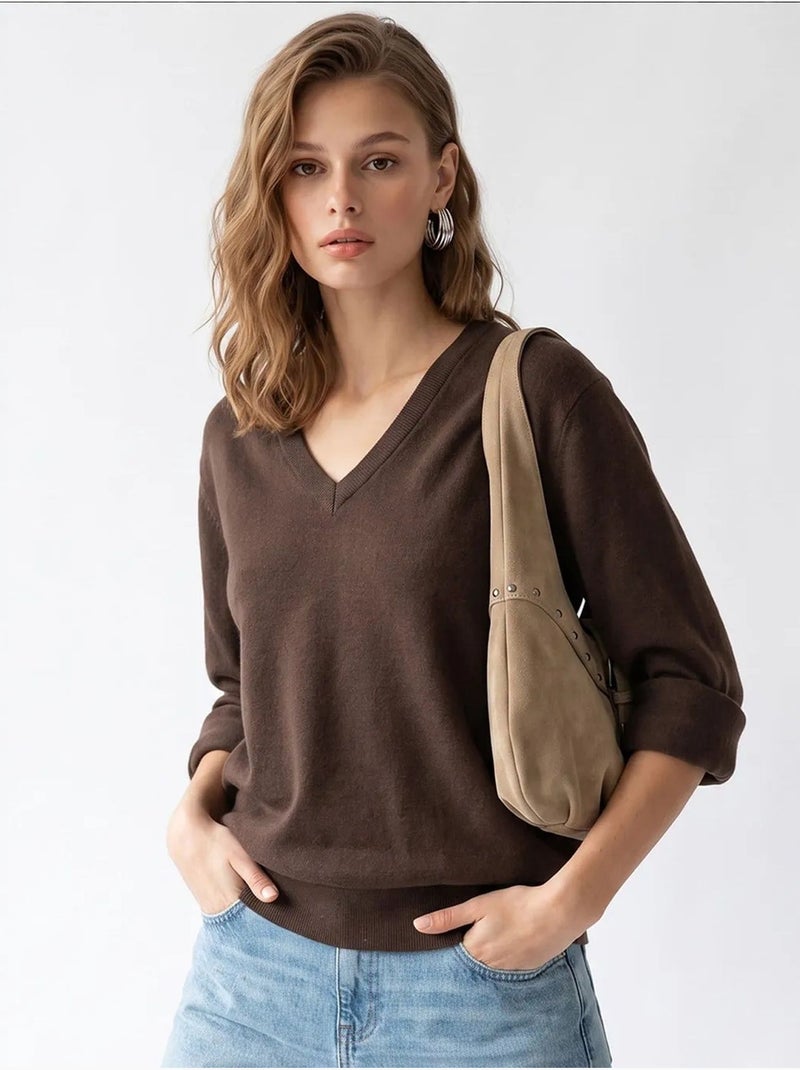 Pull en maille femme mixray Marron chocolat - Kiabi