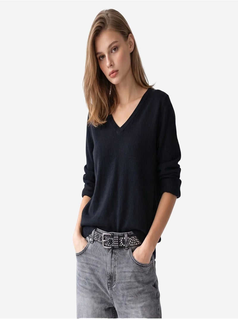 Pull en maille femme mixray Noir - Kiabi