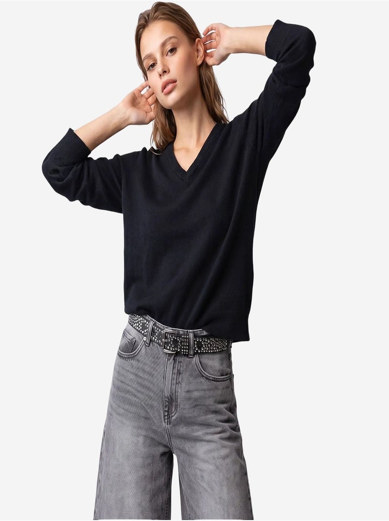 Pull en maille femme mixray Noir - Kiabi