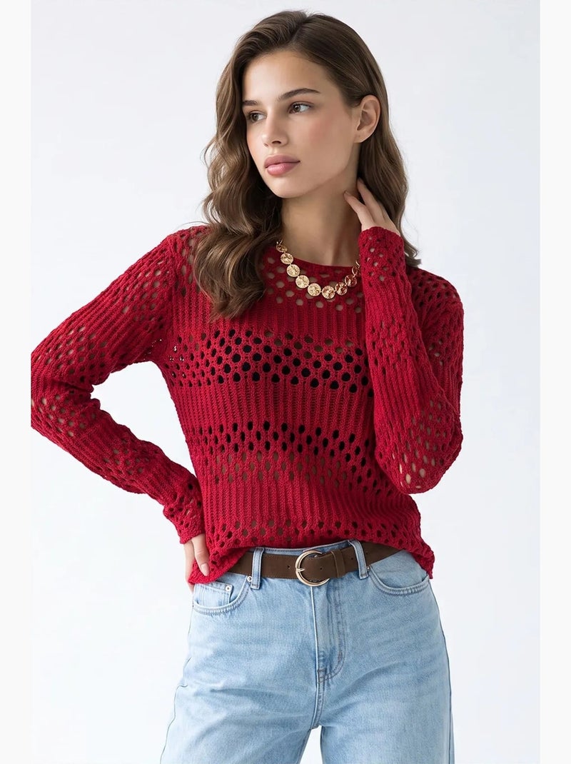 Pull en maille femme mixray Rouge bordeaux - Kiabi