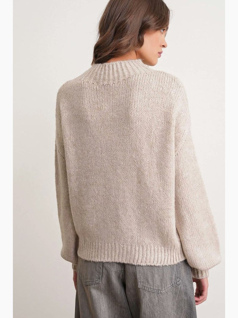 Pull en maille femme mixray Sable - Kiabi