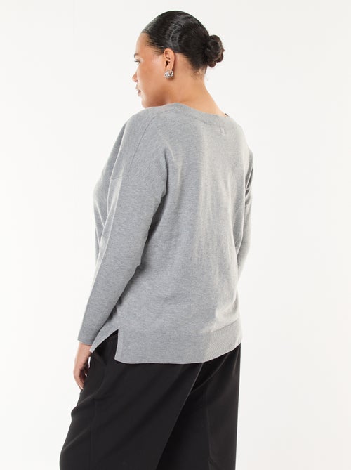 Pull en maille fine avec col V - Kiabi