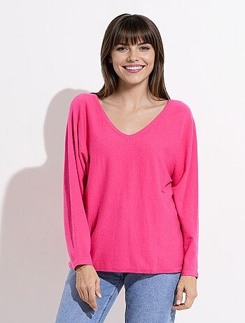 Pull en maille fine avec col v large - afibel