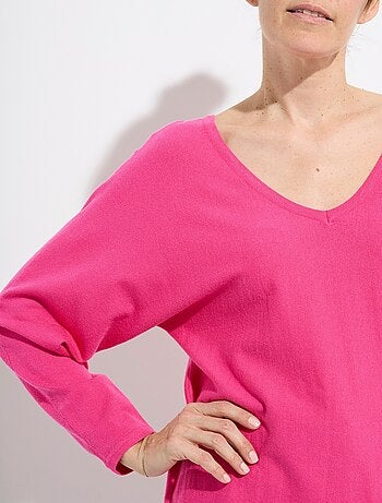 Pull en maille fine avec col v large - afibel