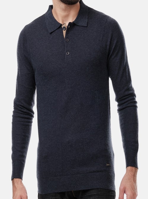 Pull en maille fine col polo - Kiabi