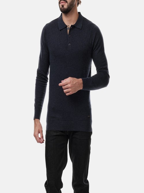 Pull en maille fine col polo - Kiabi