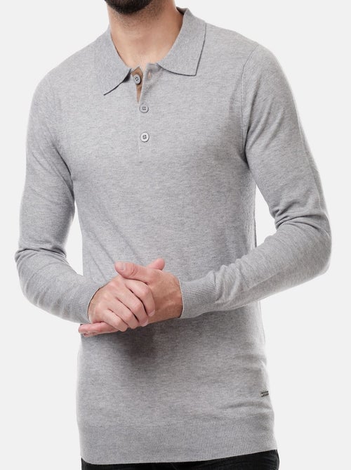 Pull en maille fine col polo - Kiabi