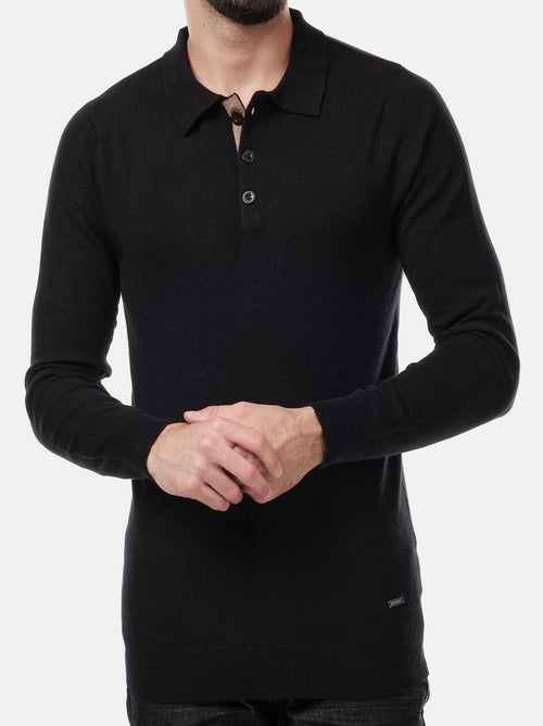 Pull en maille fine col polo - Kiabi