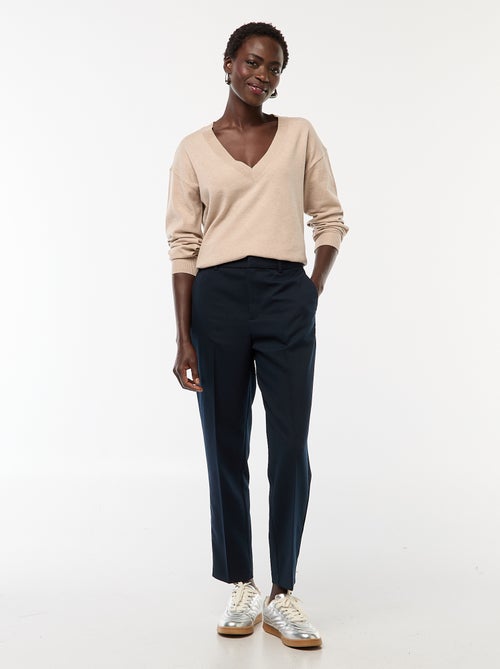 Pull en maille fine col V - Kiabi