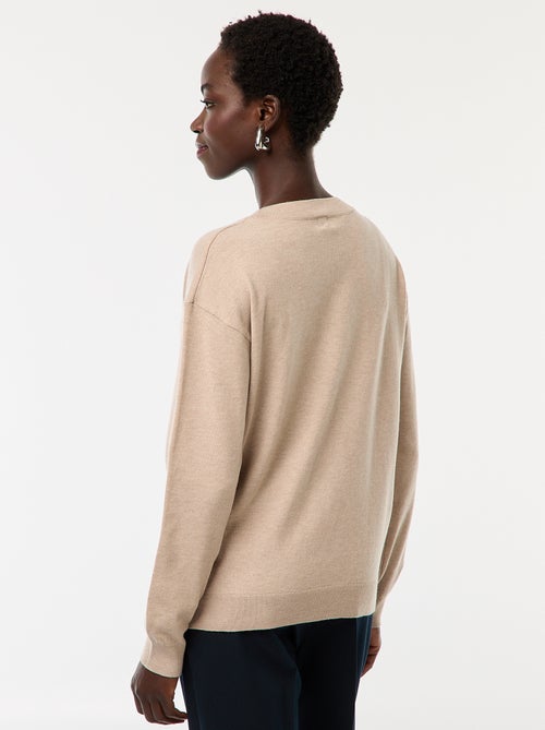 Pull en maille fine col V - Kiabi