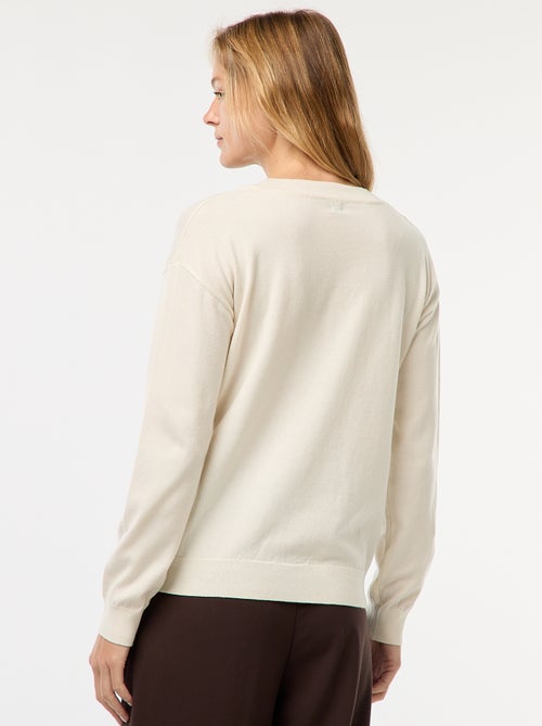 Pull en maille fine col V - Kiabi