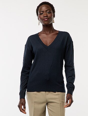 Pull en maille fine col V