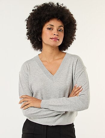 Pull en maille fine col V