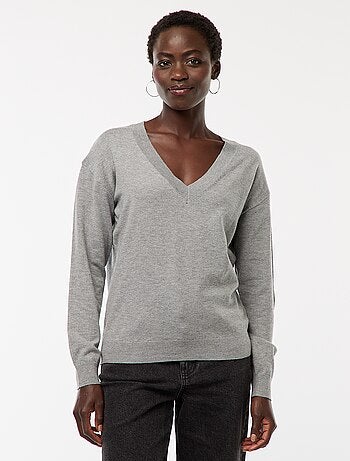 Pull en maille fine col V