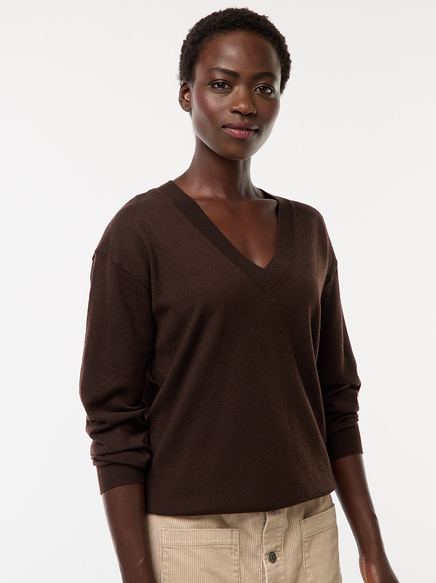 Pull en maille fine col V