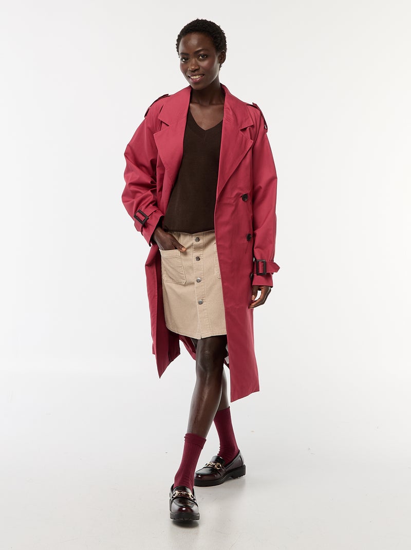 Pull en maille fine col V Marron - Kiabi