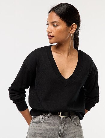 Pull en maille fine col V
