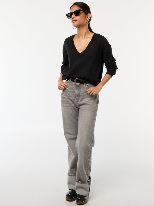 Pull en maille fine col V - Kiabi