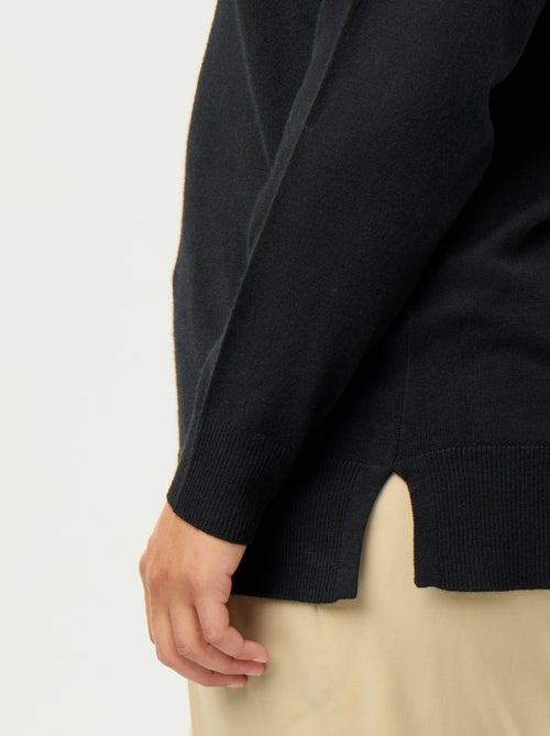 Pull en maille fine col V - Kiabi