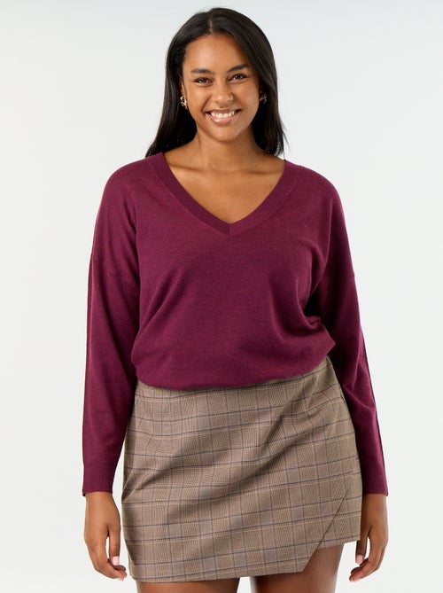 Pull en maille fine col V - Kiabi