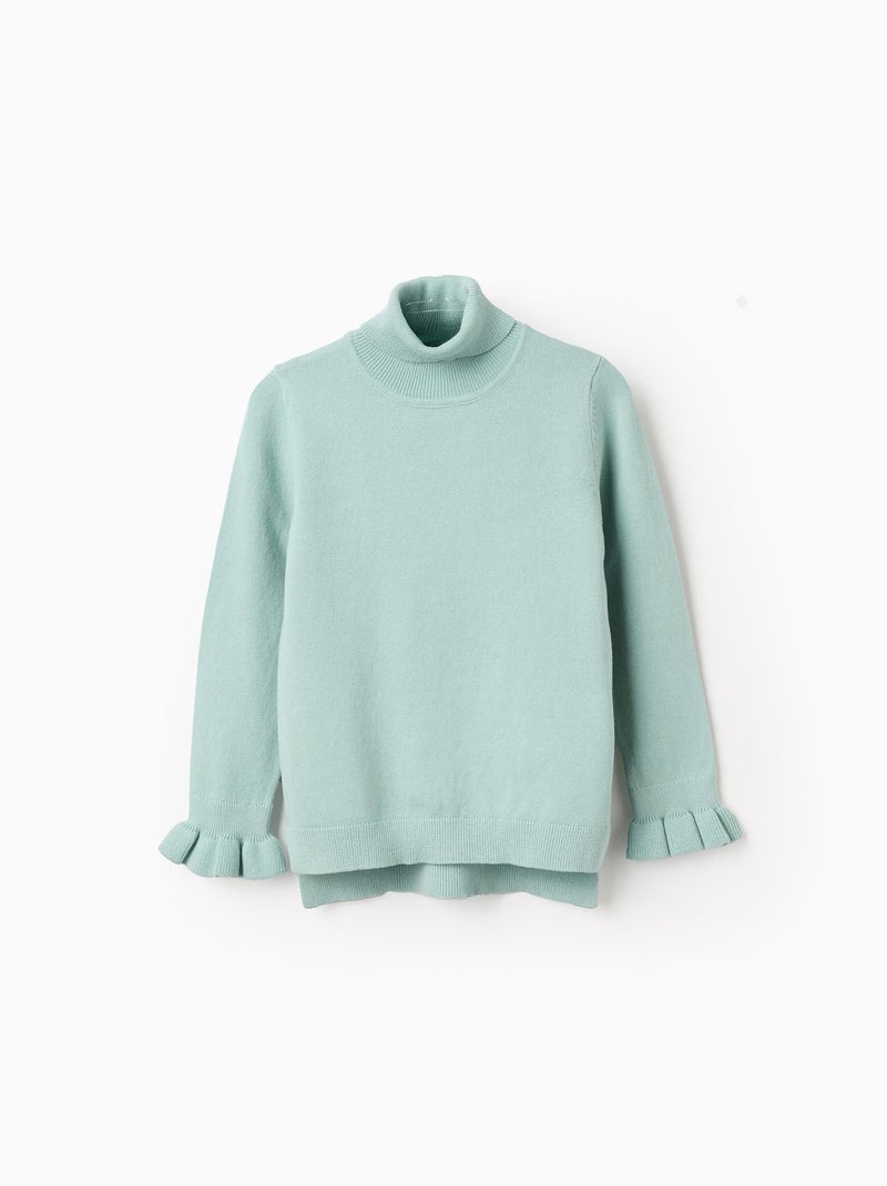 Pull en maille fine et col montant Vert clair - Kiabi