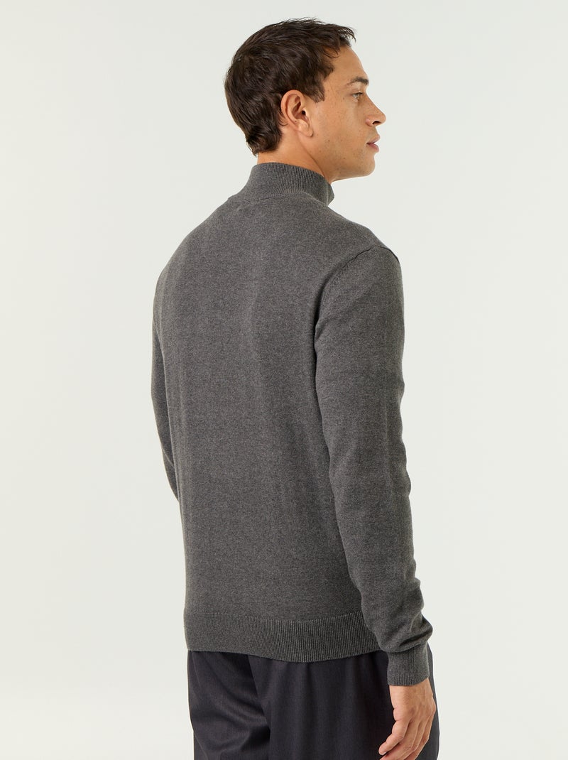 Pull en maille fine jauge avec col camionneur Gris - Kiabi