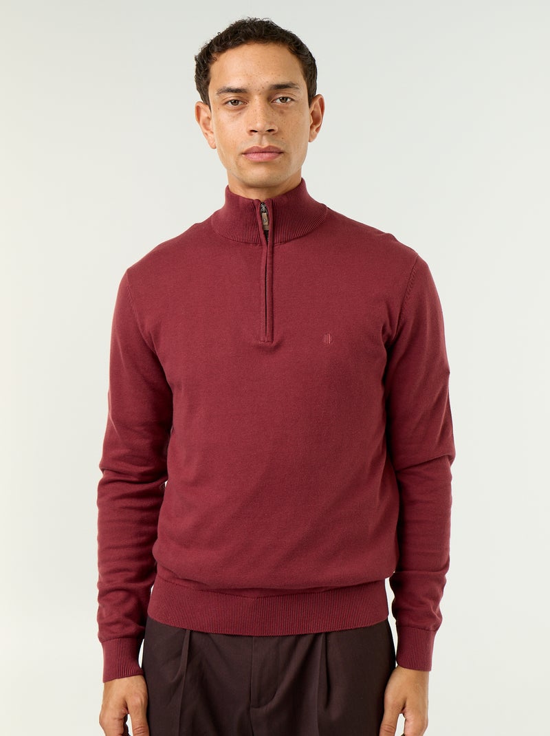 Pull en maille fine jauge avec col camionneur Rouge - Kiabi