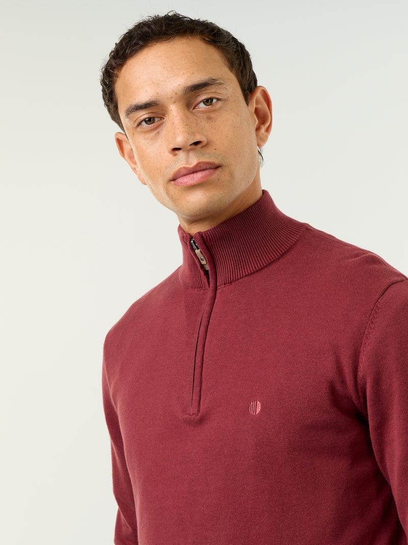 Pull en maille fine jauge avec col camionneur Rouge - Kiabi