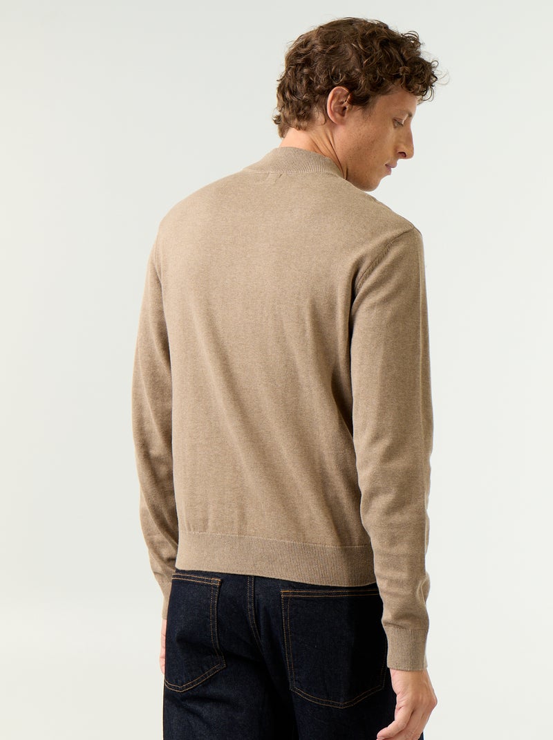 Pull en maille fine jauge avec col montant Marron - Kiabi