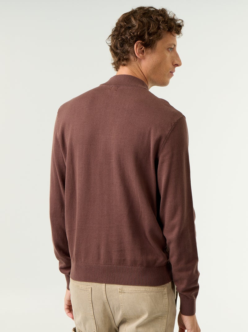 Pull en maille fine jauge avec col montant Marron - Kiabi