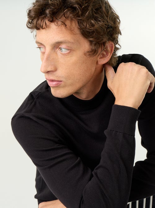Pull en maille fine jauge avec col montant - Kiabi