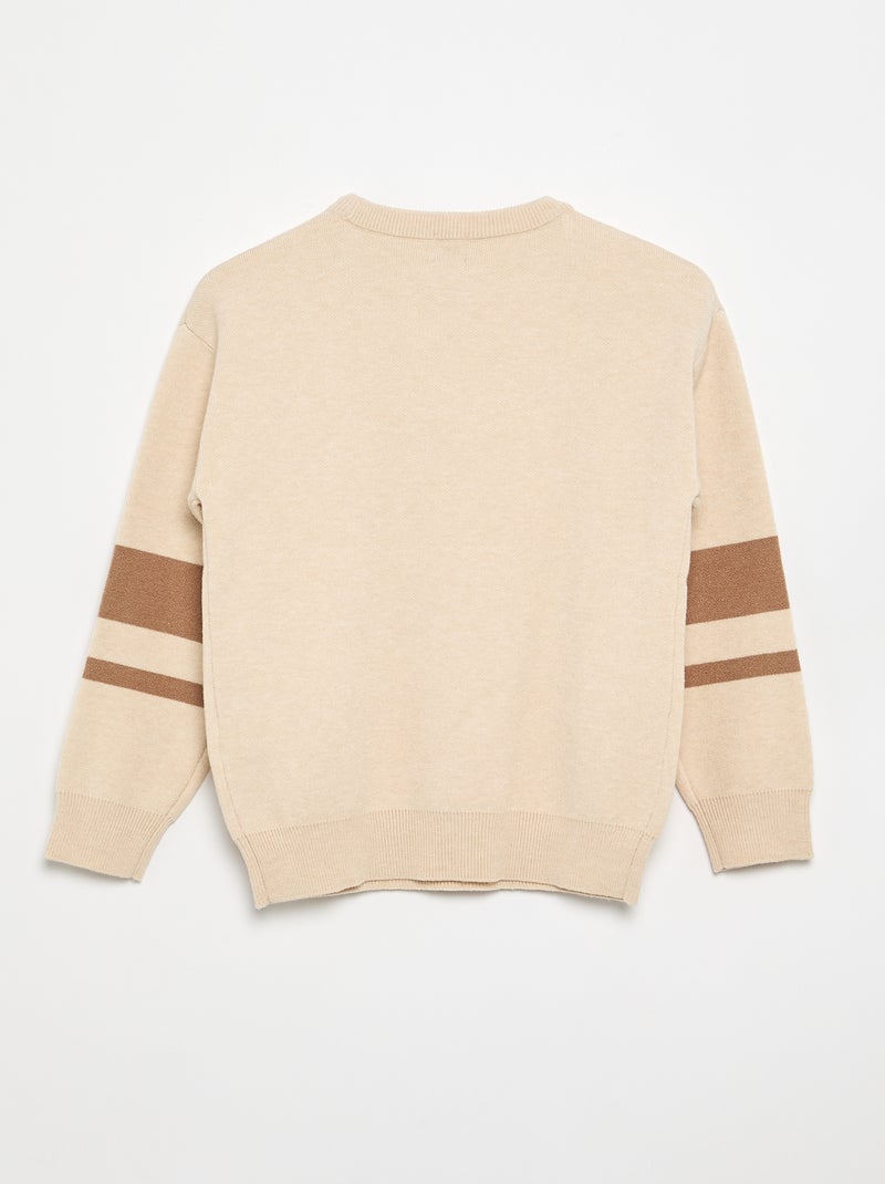 Pull en maille fine jauge col rond Beige - Kiabi