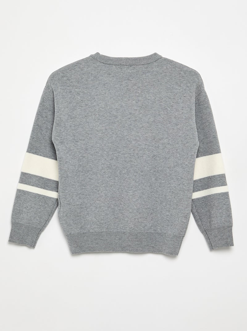 Pull en maille fine jauge col rond Gris - Kiabi