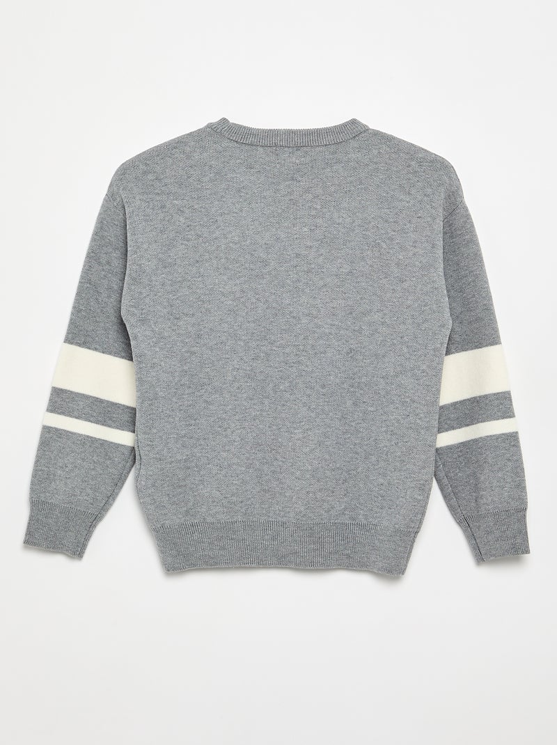Pull en maille fine jauge col rond Gris - Kiabi