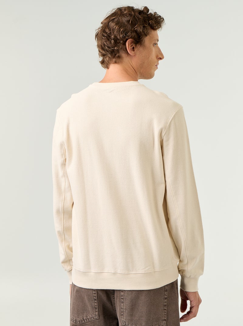 Pull en maille fine jauge côtelée Blanc - Kiabi