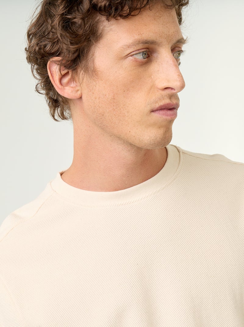 Pull en maille fine jauge côtelée Blanc - Kiabi