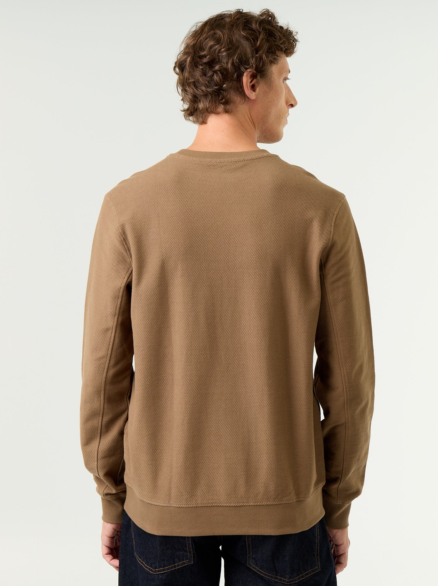 Pull en maille fine jauge côtelée - Marron
