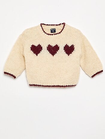 Pull en maille fine jauge imprimé 'cœurs'