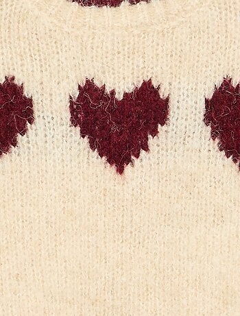 Pull en maille fine jauge imprimé 'cœurs'