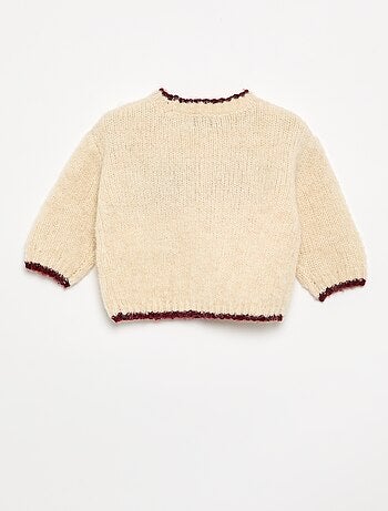 Pull en maille fine jauge imprimé 'cœurs'