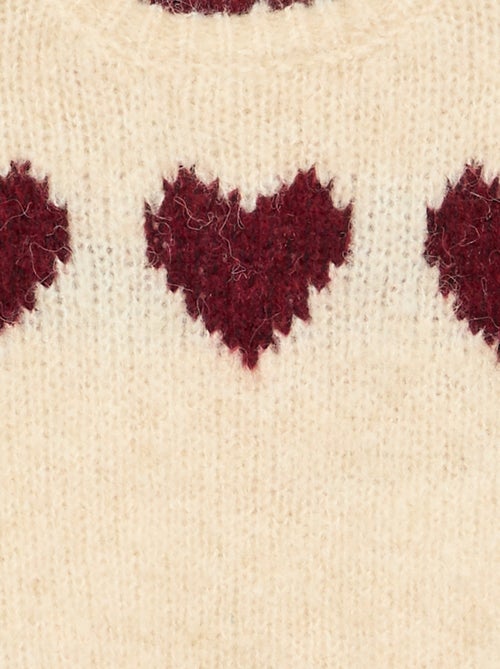 Pull en maille fine jauge imprimé 'cœurs' - Kiabi Pull en maille fine jauge imprimé 'cœurs' - Kiabi