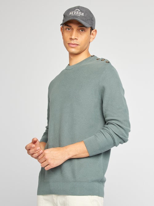 Pull en maille fine jauge type nid d'abeilles - Kiabi