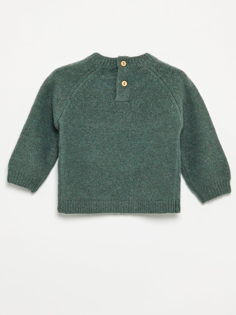 Pull en maille fine jauge Vert - Kiabi