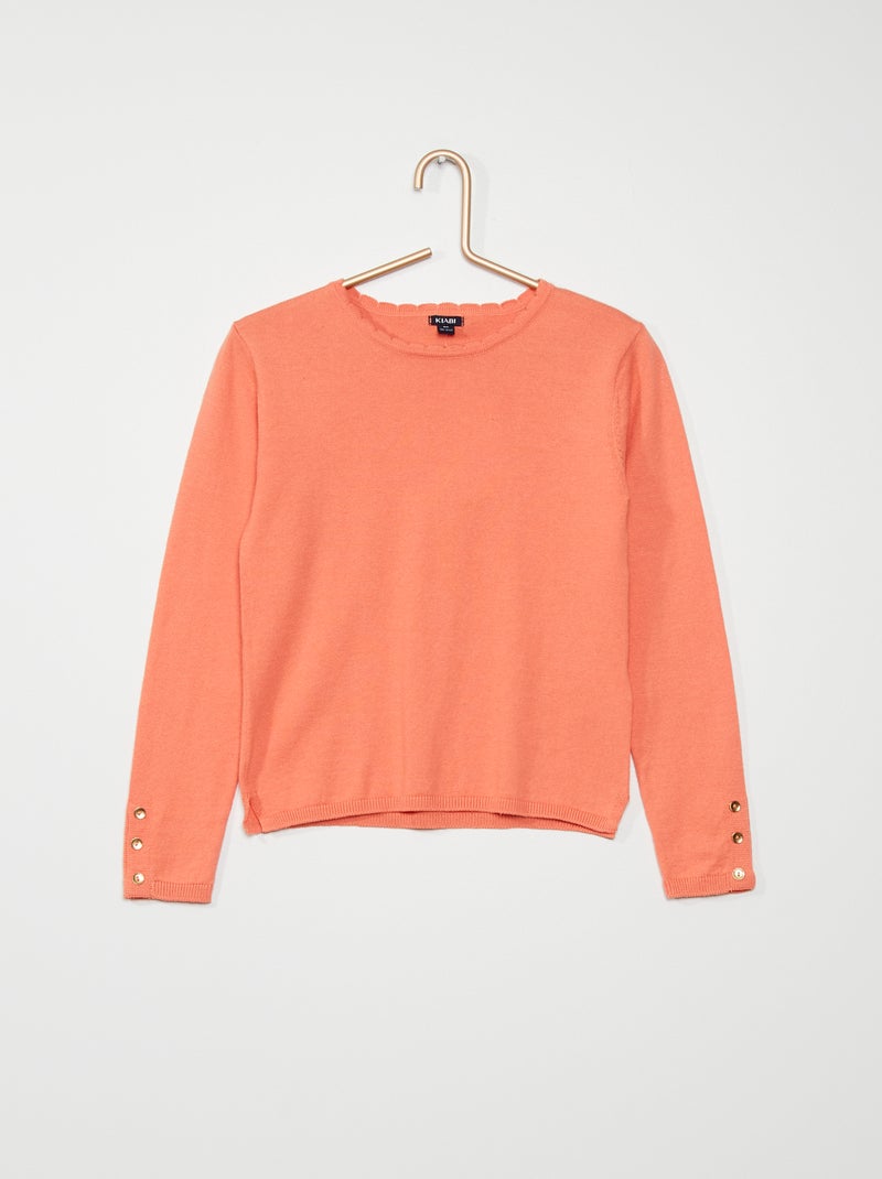 Pull en maille fine orange - Kiabi
