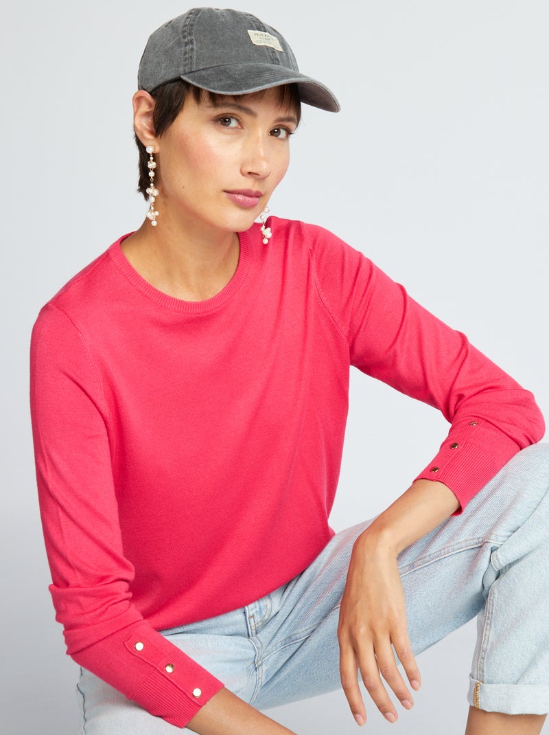 Pull en maille fine Rose - Kiabi