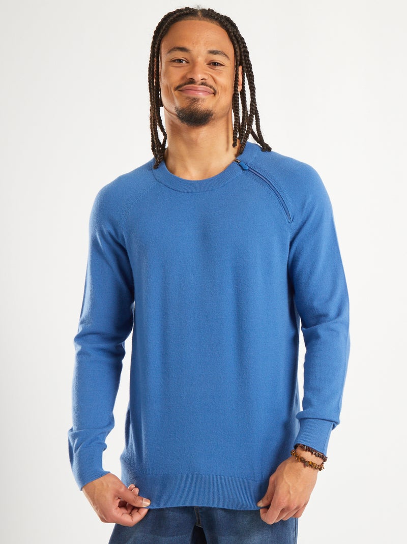 Pull en maille fine unie - So Easy Bleu - Kiabi