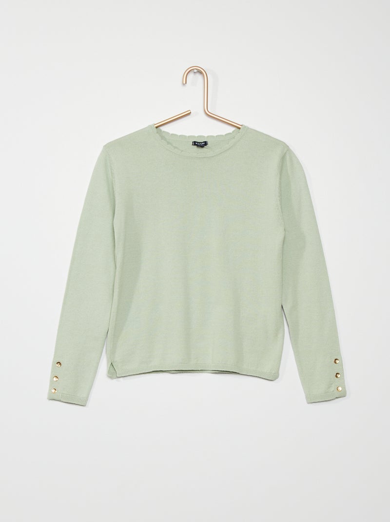 Pull en maille fine vert - Kiabi