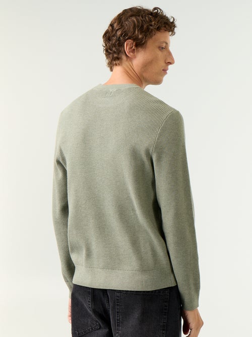Pull en maille gaufrée à col rond - Kiabi Pull en maille gaufrée à col rond - Kiabi