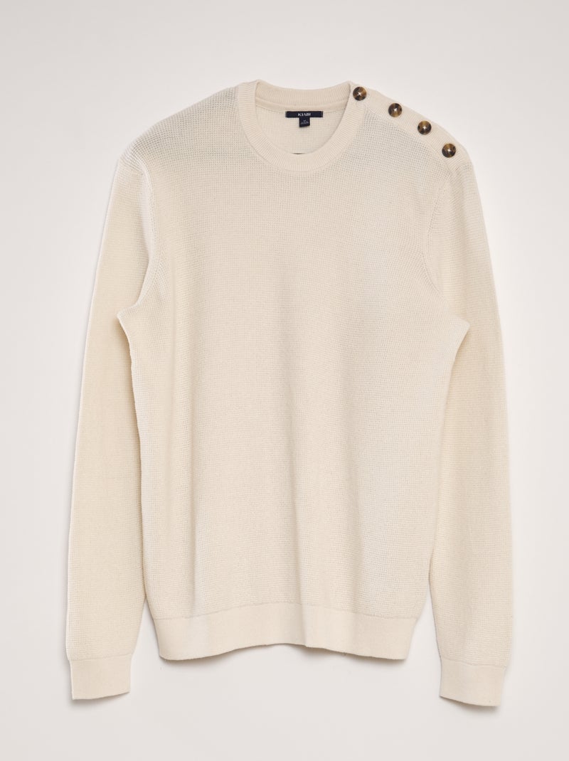 Pull en maille gaufrée Beige - Kiabi